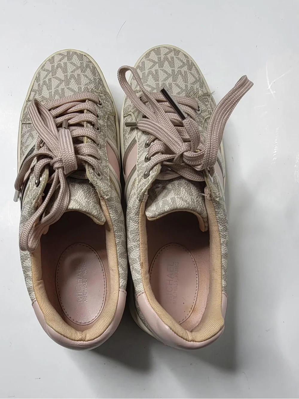 Michael Kors Beige and Pink Logo Platform Sneakers size 5.5